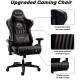 AutoFull Gaming Chair Pure Black PU Leather Racing Style Computer Chair, E-Sports Swivel Chair, AF070DPU Standard