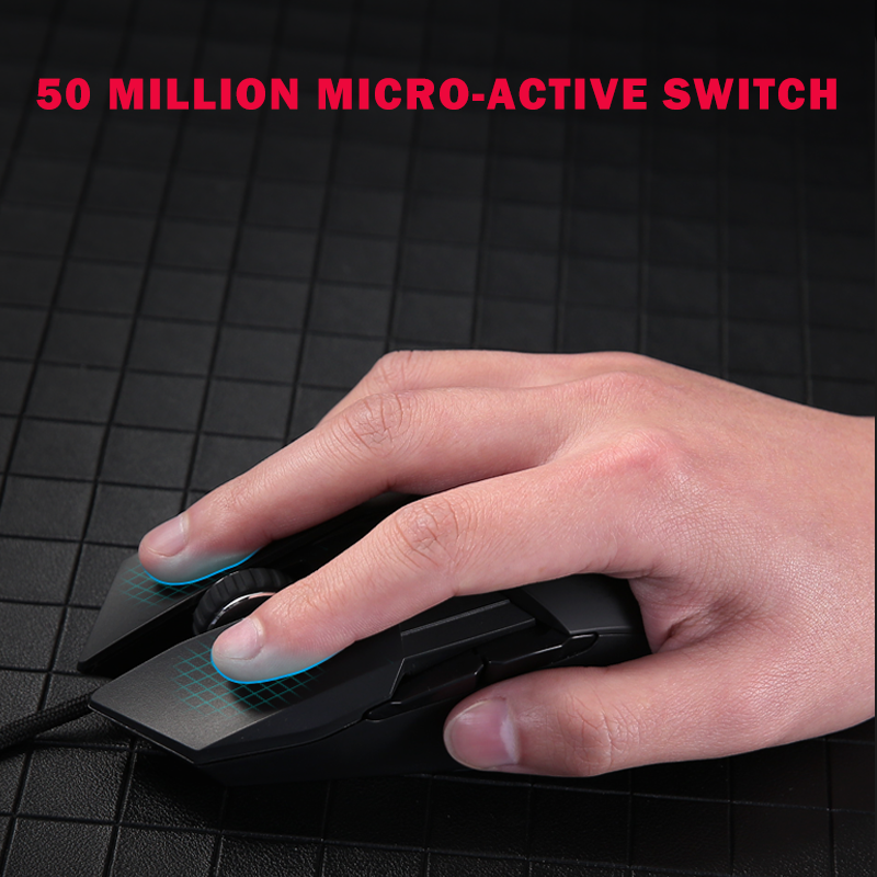Dareu A970 Gaming Mouse  LED RGB Backlight Mice with AIM3337 18000 DPI 400IPS 12000FPS 50 Million Click Times Programmable Buttons