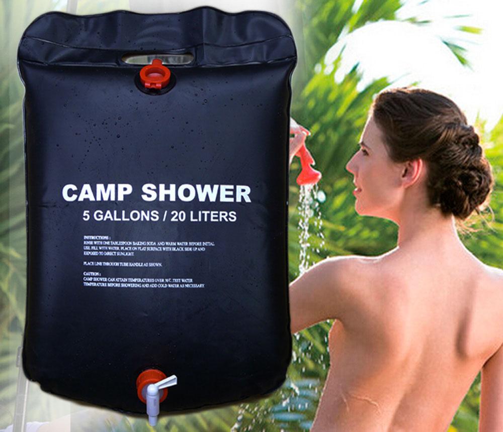 Bzfuture Outdoor Shower Water Bag Portable 20L 5 Gallon Shower Bag Camping Hiking Solar Heated Shower Bathing Bag Wonderful Travel Kits