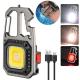 Mini COB LED Flashlight Keychain Lights Screwdriver Emergency Wrench Hammer Portable Key Ring Work Light Torch Outdoor Camping