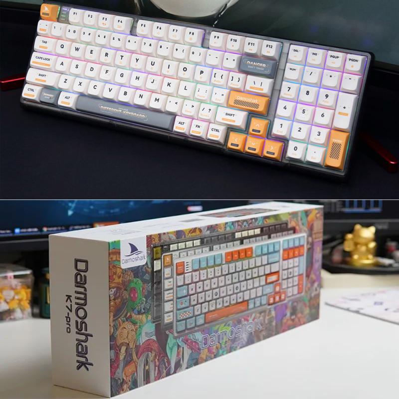 Motospeed k7pro Gaming Mechanical Keyboard Wireless 2.4G Bluetooth Wired 3 Mode 98 Key Hot Swap Macro Definition RGB Keypad