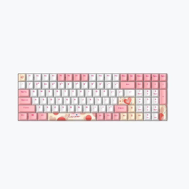 Dareu A100 Tri-mode Connection 100% Hotswap RGB LED Backlit PBT keycaps Mechanical Gaming Keyboard With TTC Gold-pink Switch