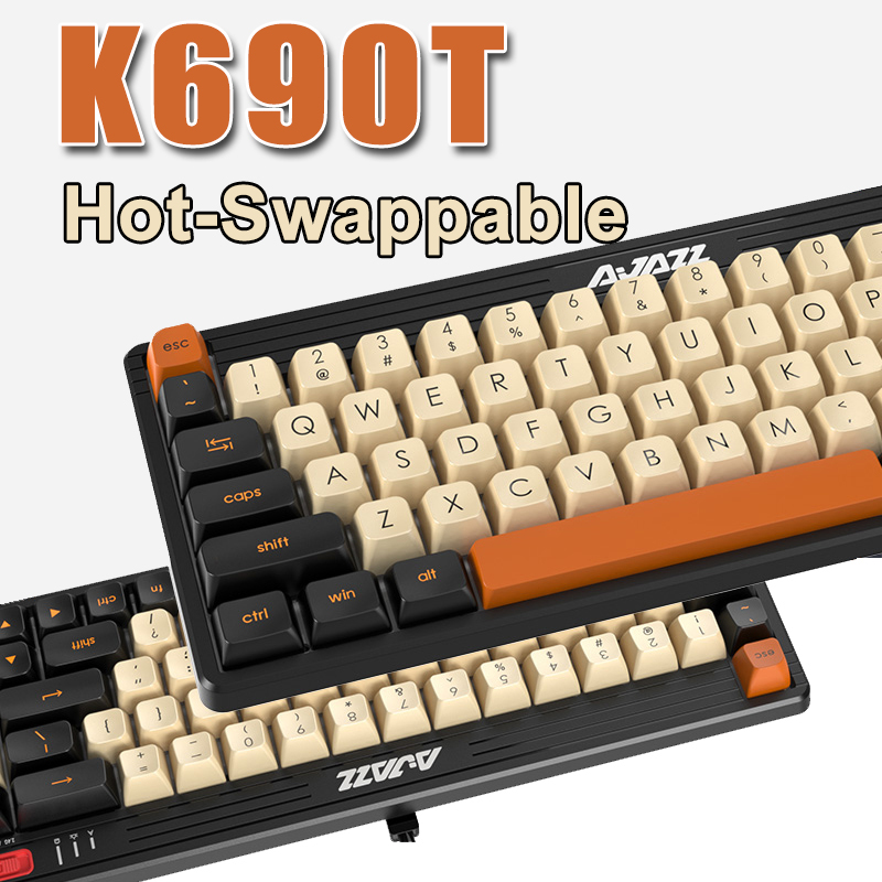 Official AJAZZ 65% Hot Swappable Gaming Keyboard Wireless Bluetooth Mechanical Keyboard 69 Keys RGB Light K690T Mini Keyboard Mac Windows