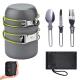 Bzfuture Outdoor Camping Tableware Kit Cookware Set Foldable Spoon Fork Knife Kettle Cup