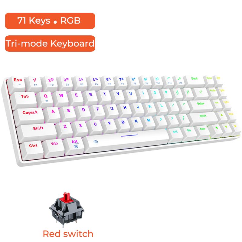 Dareu EK871 Tri-mode Connection 100% Hotswap 71 Key Mechanical Gaming Keyboard for PC,Notebook,Tablet,Phone PBT Keycap Type-C