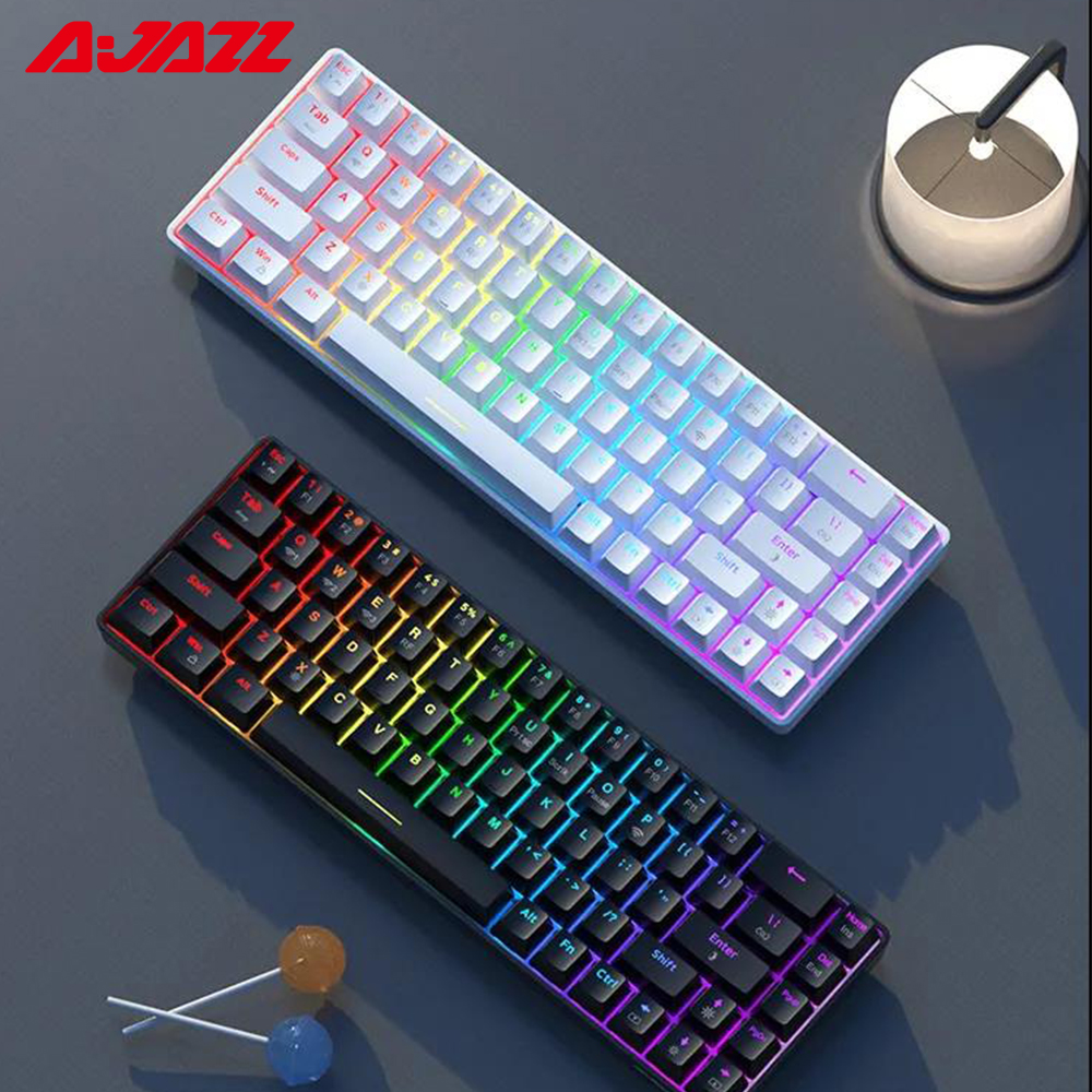 AJAZZ K685T Bluetooth Mechanical Keyboard RGB Hot-swappable 68 Keys Three Mode Wireless Gaming Keyboards for PC Gamer Desktop