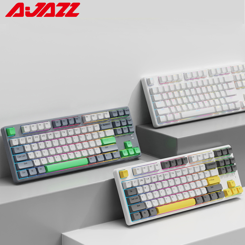 Official AJAZZ AK873 Hot Swap Mechanical Keyboard 87 Keys Bluetooth Wireless Gaming Keyboard RGB Backlit PBT Keycaps for Gamer Laptop PC