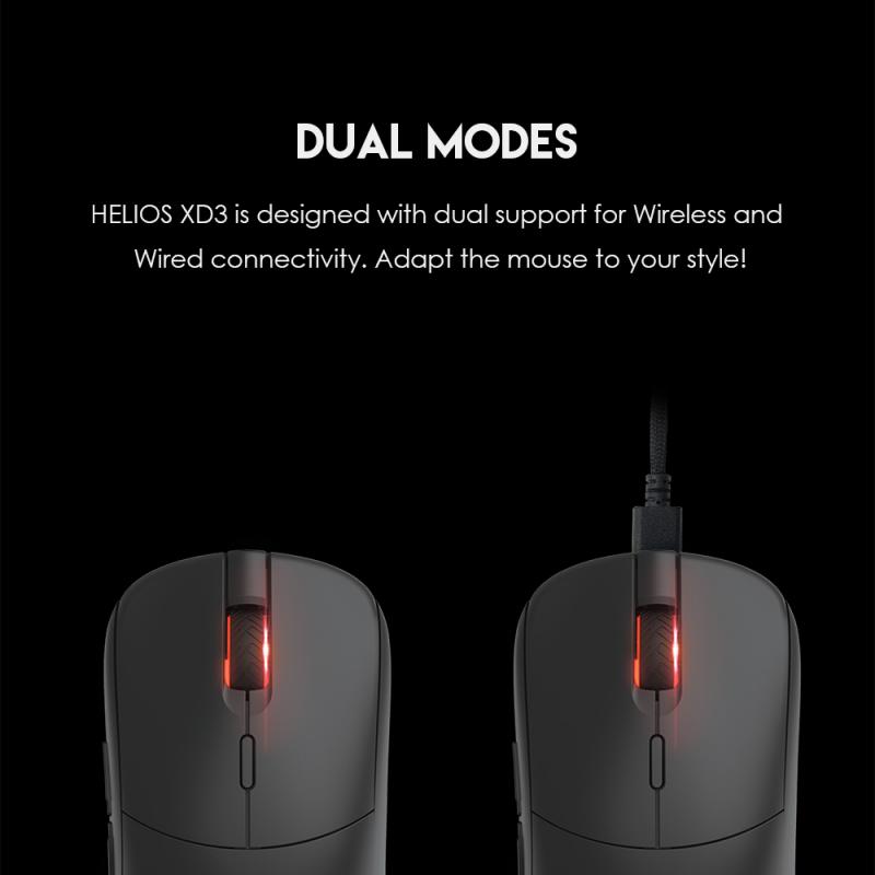 FANTECH HELIOS XD3 Mouse Nirkabel dan Berkabel PIXART 3335 16000 DPI dan RGB 83gr Mouse Gaming Ringan Huano 50 Juta Mouse Switch