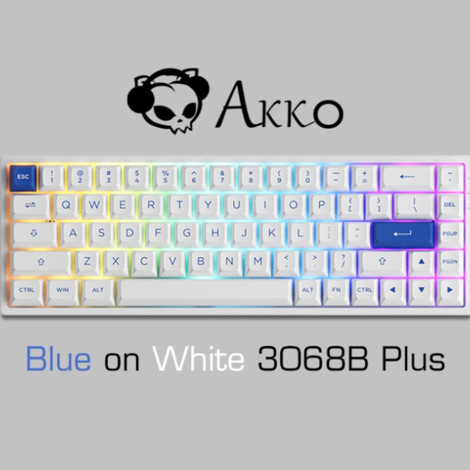 Akko 3068B Plus Blue-on-White RGB Backlit Hot-Swap Wireless Mechanical Gaming Keyboard 68-Key Bluetooth 5.0 2.4GHz Type-C