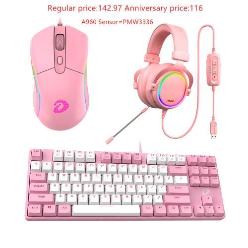 Dareu EK87+Dareu A960+Dareu EH925S Pink Combo
