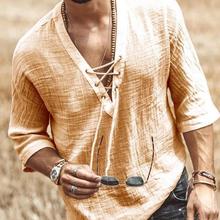 Bzfuture.com, Men's Plain V-Neck Casual Loose Spring Shirt Men's Plain V-Neck Casual Loose Spring Shirt