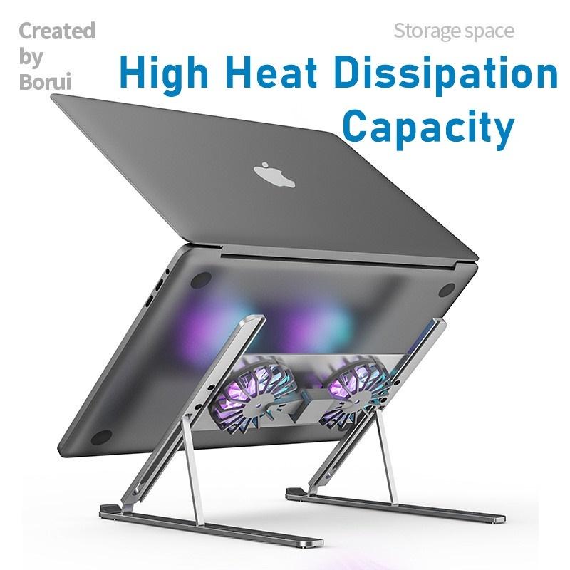 BZFuture Adjustable Laptop Stand Cooling Holder with 2 Fans for Pad Notebook PC