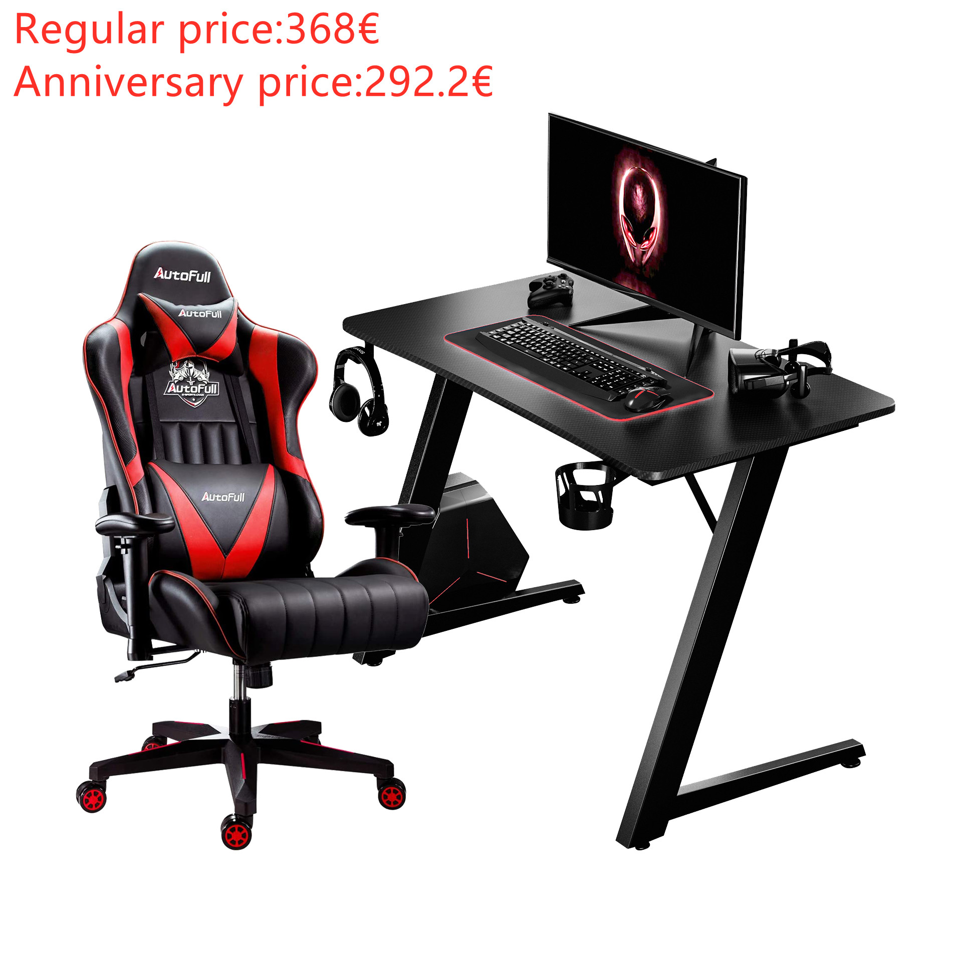 Bzfuture.com, Autofull AF070+AFDJZ004BL Gaming Chair and Desk Combo Autofull AF070+AFDJZ004BL Gaming Chair and Desk Combo