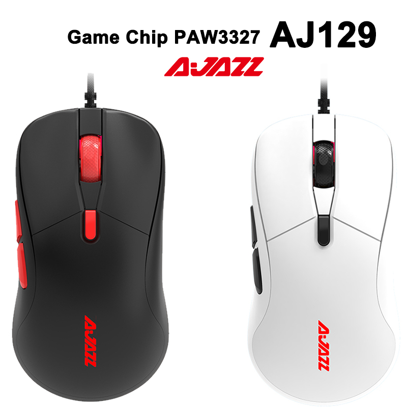 Ajazz AJ129 RGB Wired Mouse Gamer 12400 DPI Optical 7 Buttons USB Mouse Sensor PAW3327 Mice for Computer Laptop Accessories