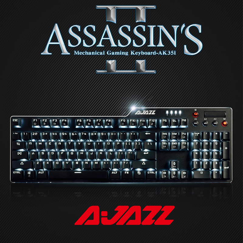 Official AJAZZ 104 Keys Mechanical Keyboard Backlit Anti-ghosting USB Gaming Keyboard Black Blue Red Switch Keyboard for Gamer Laptop PC