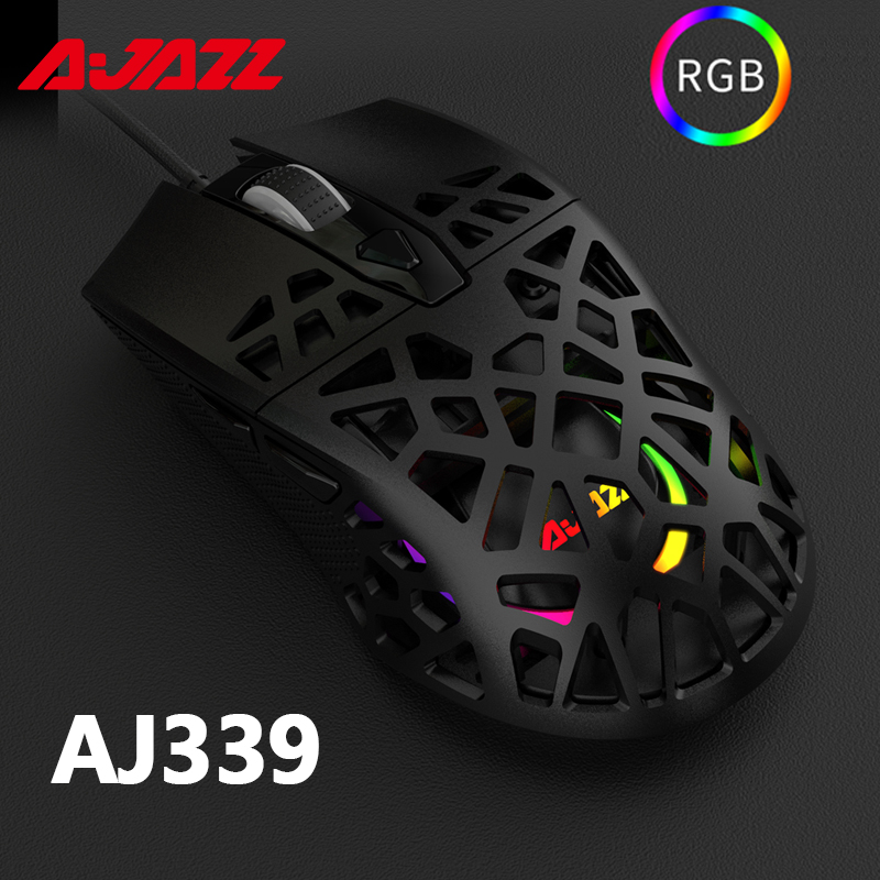 Official Ajazz AJ339 RGB USB Gamer Mouse 12400DPI 6 Buttons PMW3327 Sensor Wired Computer Mouse Optical Mouse for PC Laptop Notebook