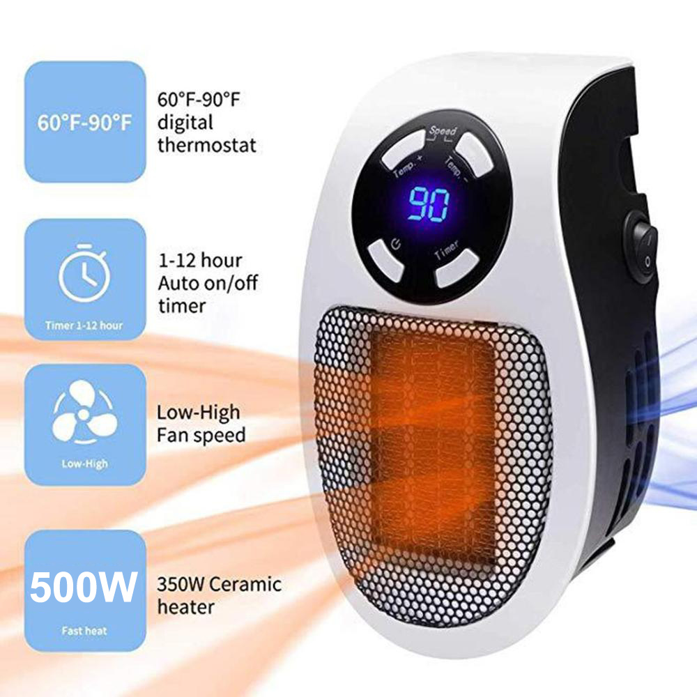 Mini Electric Heater for Room Warm Blower Fast Heater for Office Warmer Wall-Outlet Heater