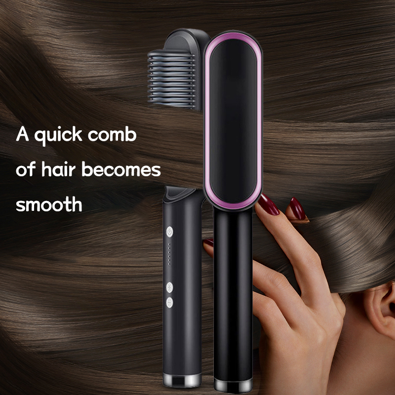 Bzfuture American plug Professional Hair Straightener Tourmaline Ceramic Brush Hair Curling Iron