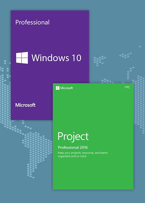 Windows10 PRO OEM + Project Professional 2016 CD Keys Pack