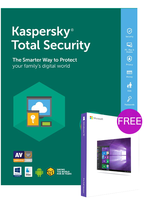 Official Kaspersky Total Security 1 PC 1 Year Key Global(windows10 pro oem free)