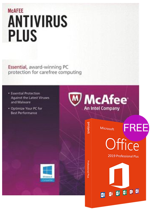 Official McAfee Antivirus 1 PC 1 YEAR Global(office 2019 pro plus free)