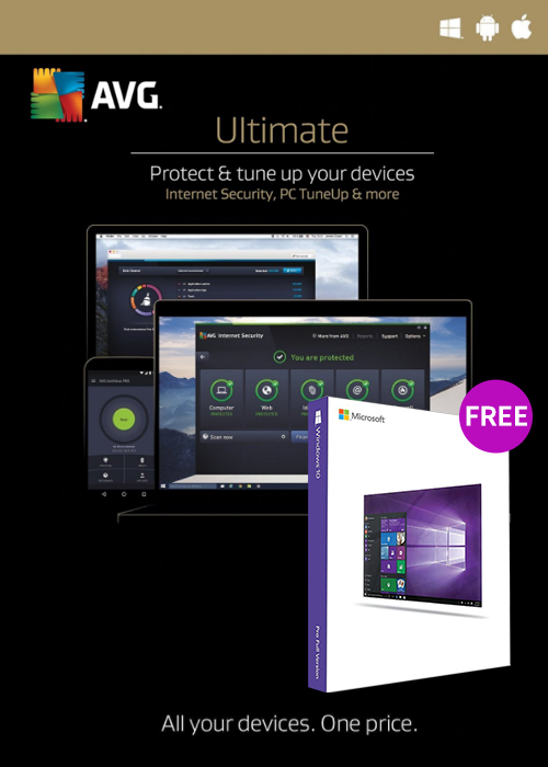 AVG Ultimate Unlimited Devices 1 YEAR Global(windows 10 pro oem free)