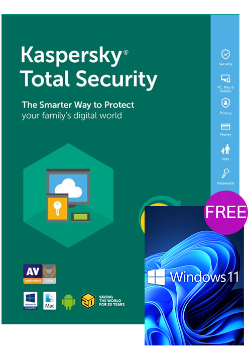 Kaspersky Total Security 1 PC 1 Year Key Global(windows 11 pro oem free)